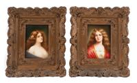 A Pair of Hutschenreuther Porcelain Plaques Porcelain plaque: 7 x 5 inches. — LATE 19TH/EARLY 20TH CENTURY