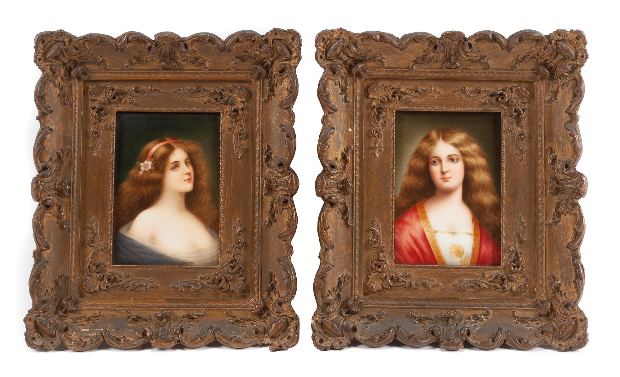 A Pair of Hutschenreuther Porcelain Plaques Porcelain plaque: 7 x 5 inches. — LATE 19TH/EARLY 20TH CENTURY