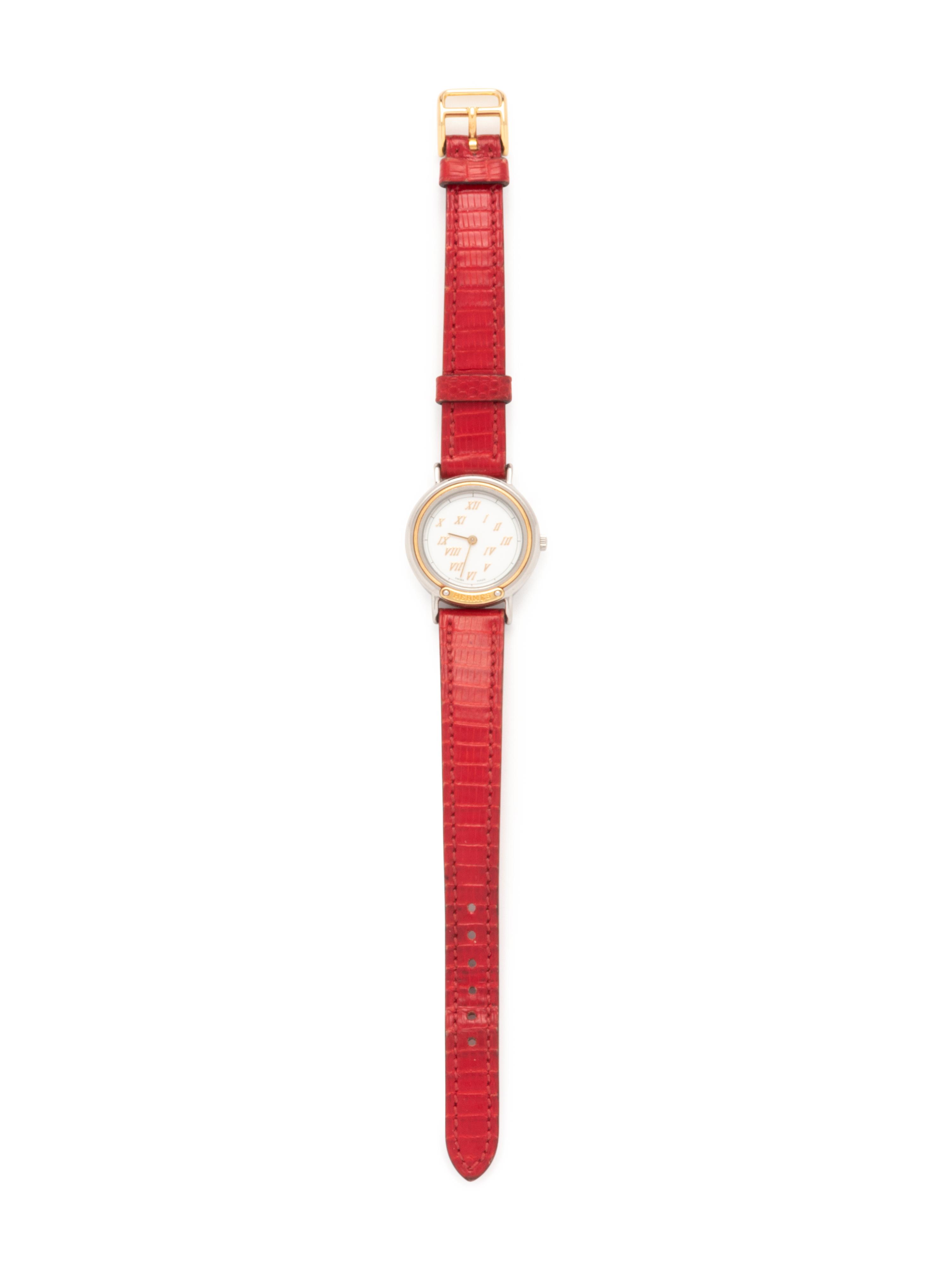 Hermès Red Leather Watch, 1989