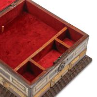 An Anglo-Colonial Penwork Inset and Ripple Molded Table Casket