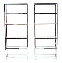 A Pair of Chromed Metal Book Cases Height 79 x width 32 x depth 12 inches. — 20TH CENTURY