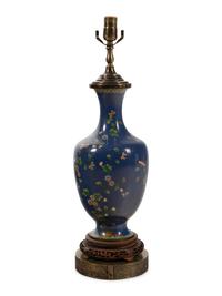 A Chinese Cloisonné Vase Mounted as a Lamp