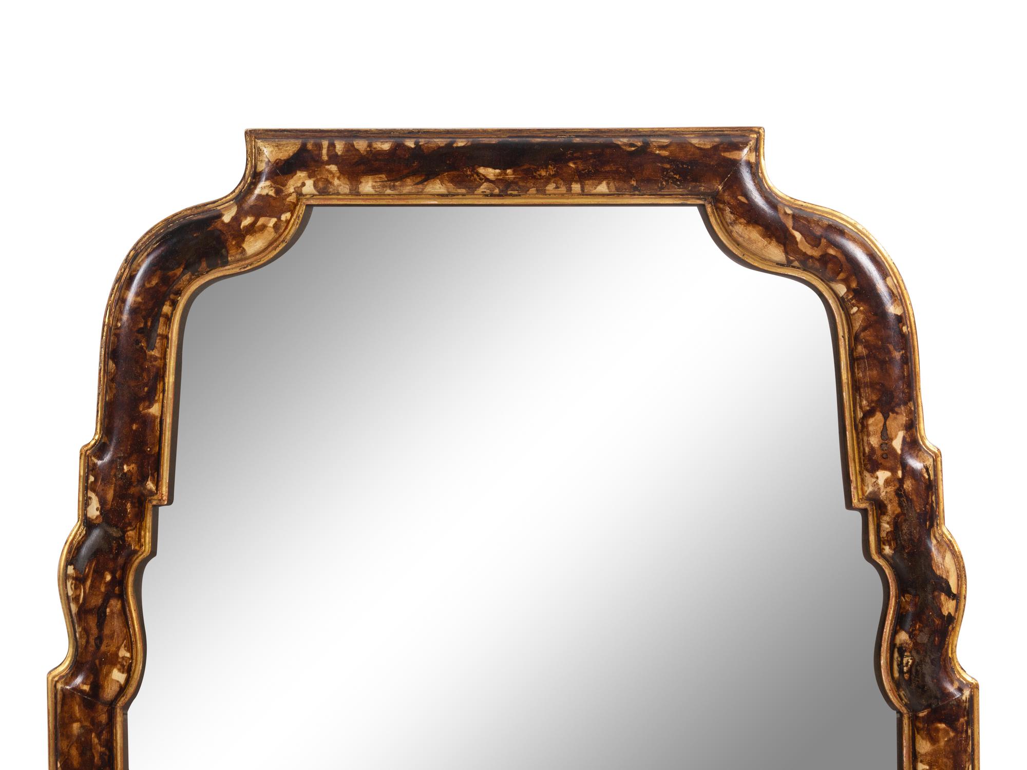 A Queen Anne Style Faux Tortoise Shell Painted Pier Mirror