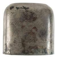 [CIVIL WAR]. Pewter, leather, and glass whiskey flask with engraved identification.