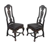 A Pair of Portuguese Rococo Style Lacquered Side Chairs — LATE 19TH CENTURY