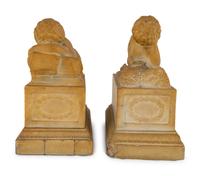 A Pair of Marble Models of Sleeping Cherubs on Plinths