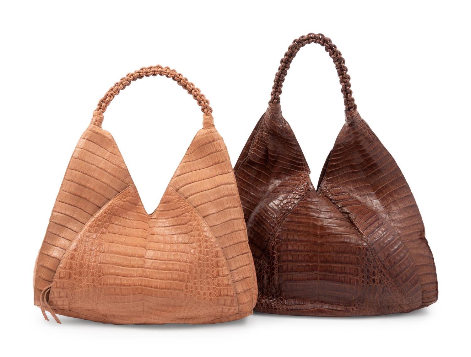 Two Nancy Gonzalez Crocodile Hobo Bags, 1990-2000s