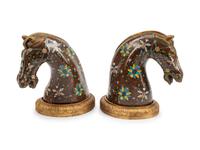 A Pair of Chinese Cloisonne Horse Heads