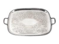 Two Silverplated Rounded Rectangular Two-Handled Trays