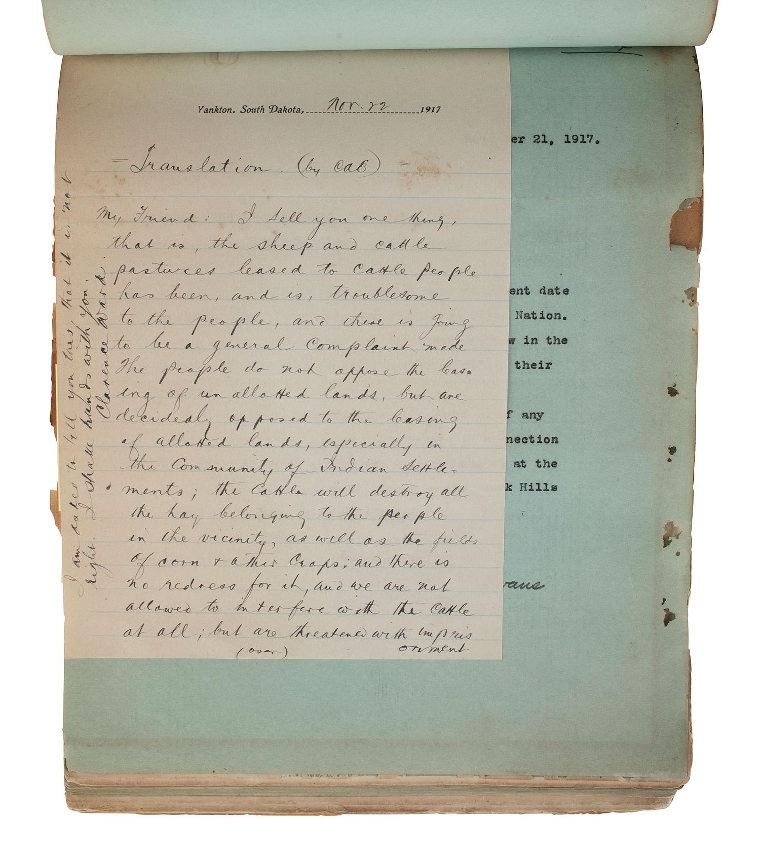 [NATIVE AMERICAN]. Papers associated with the Sioux, Assiniboine, and Ponca Nations, ca early 1900s.