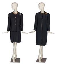 Louis Féraud and Ilie Wacs Two Piece Suits Accompanied by a Collection of Costume Jewelry