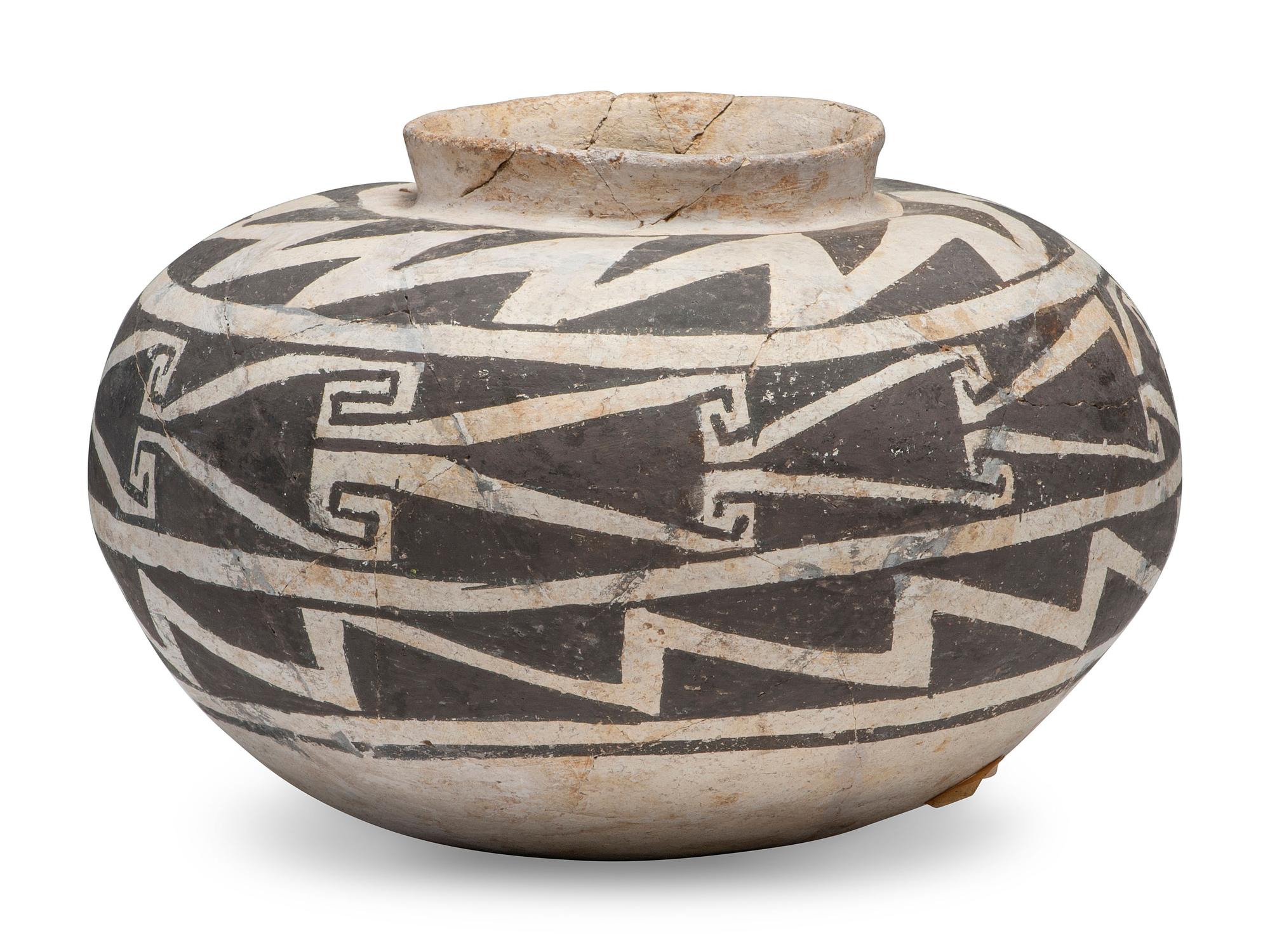 Ancestral Pueblo Black-on-White Pottery Bowl
