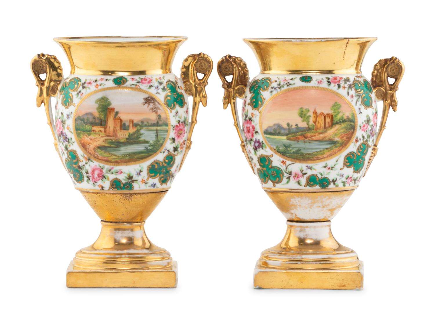 A Pair of Paris Porcelain Urns