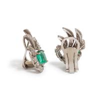 EMERALD AND DIAMOND EARCLIPS