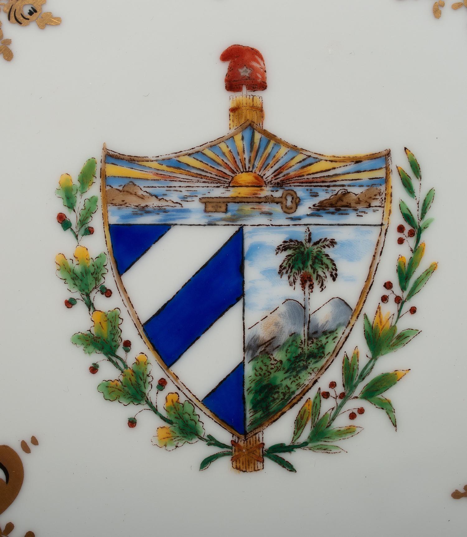 A Set of Twelve Capodimonte Porcelain Armorial Plates