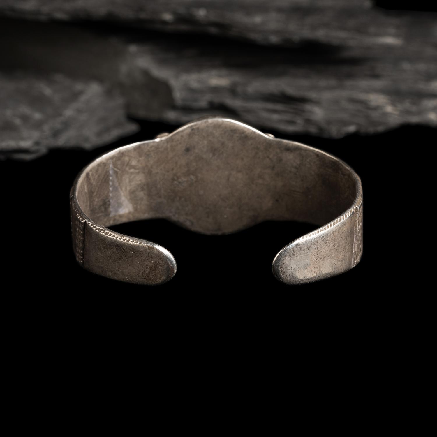 Navajo Ingot and Turquoise Cuff Bracelet