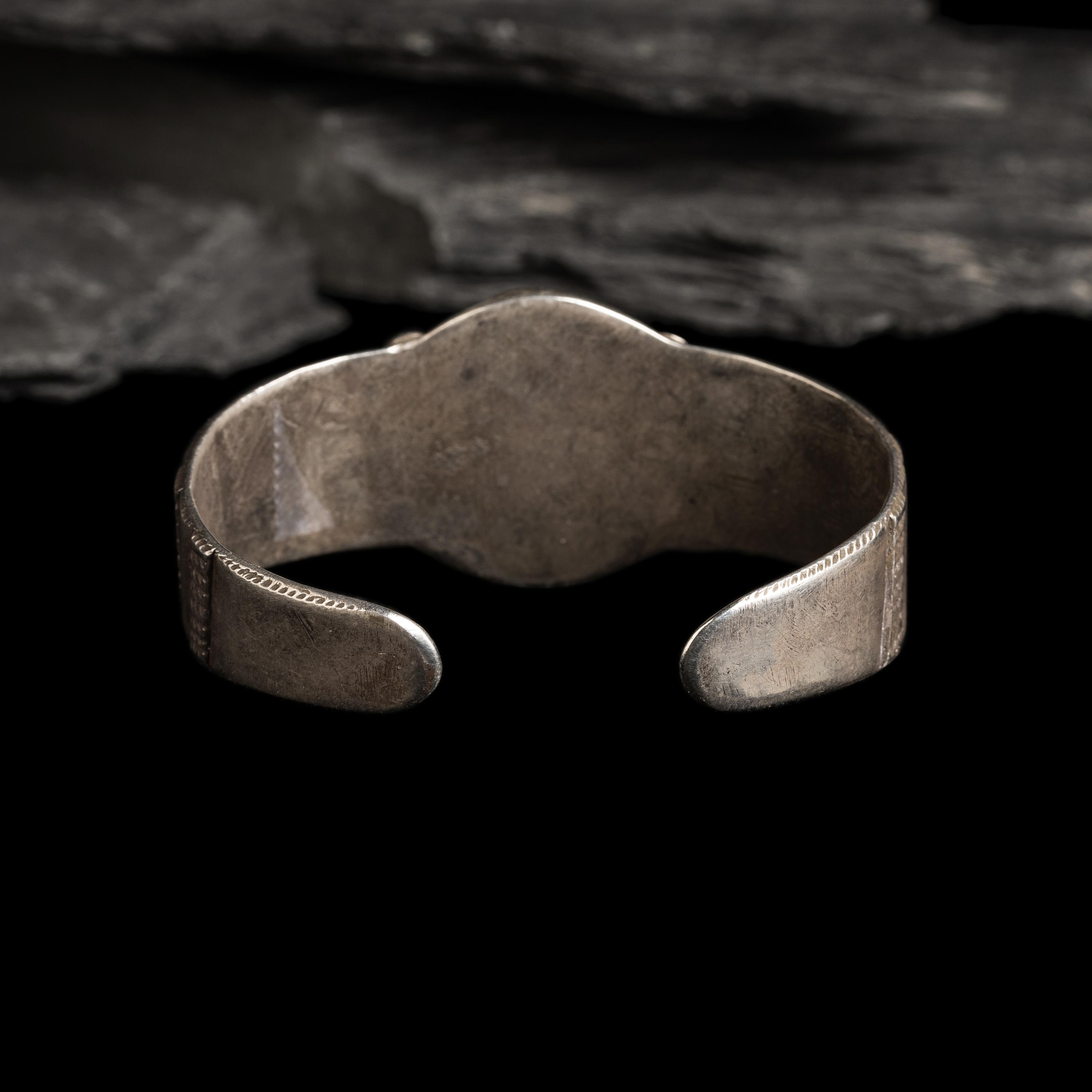 Navajo Ingot and Turquoise Cuff Bracelet