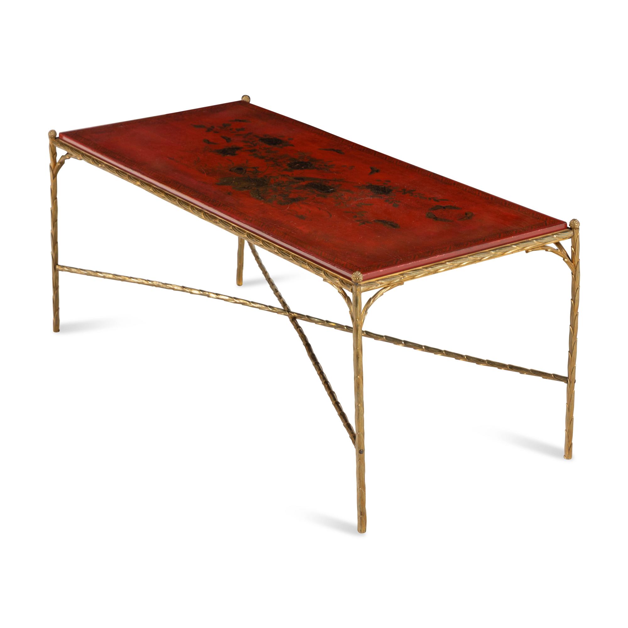 A Chinese Lacquer and Gilt Metal Low Table