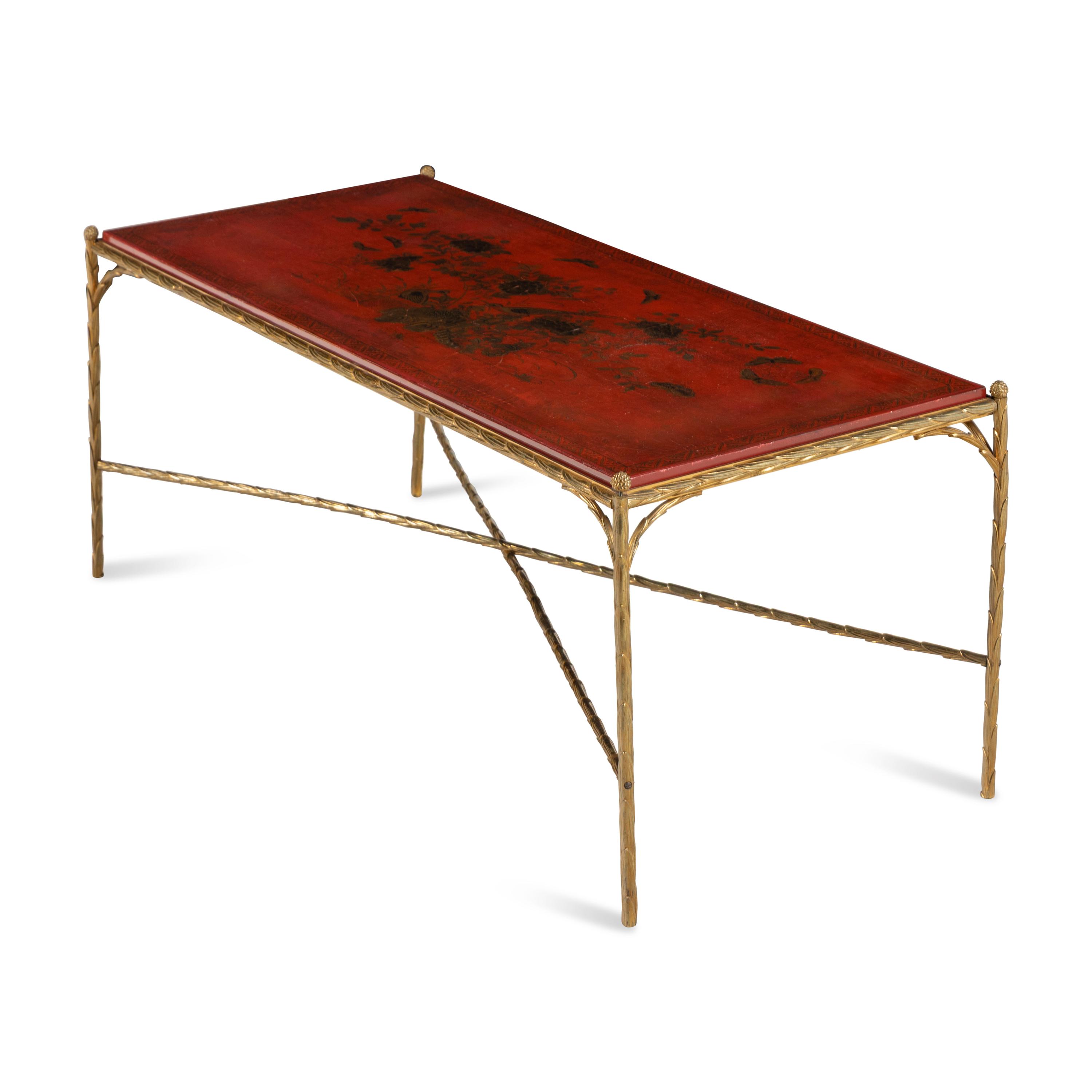 A Chinese Lacquer and Gilt Metal Low Table