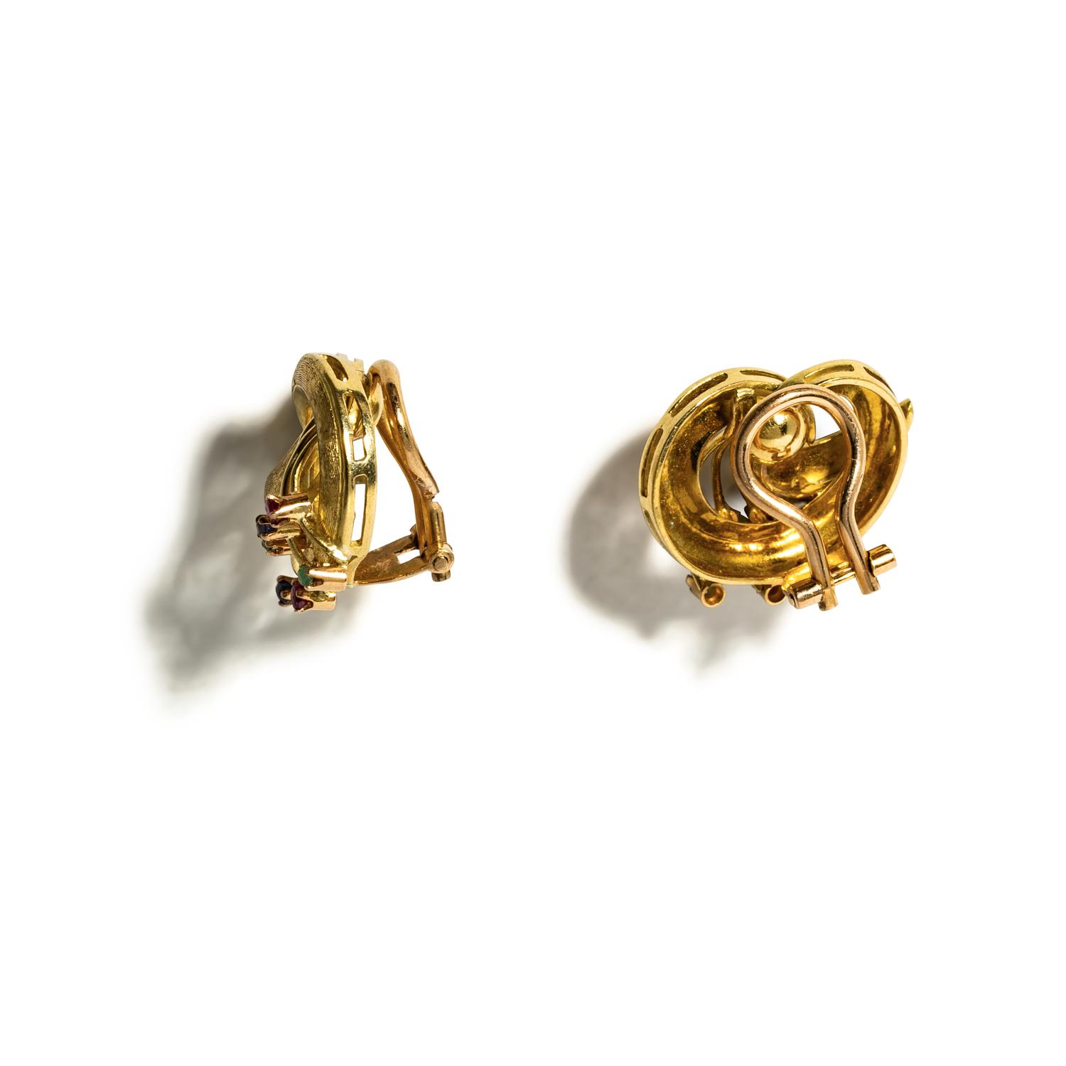YELLOW GOLD AND MULTIGEM EARRINGS
