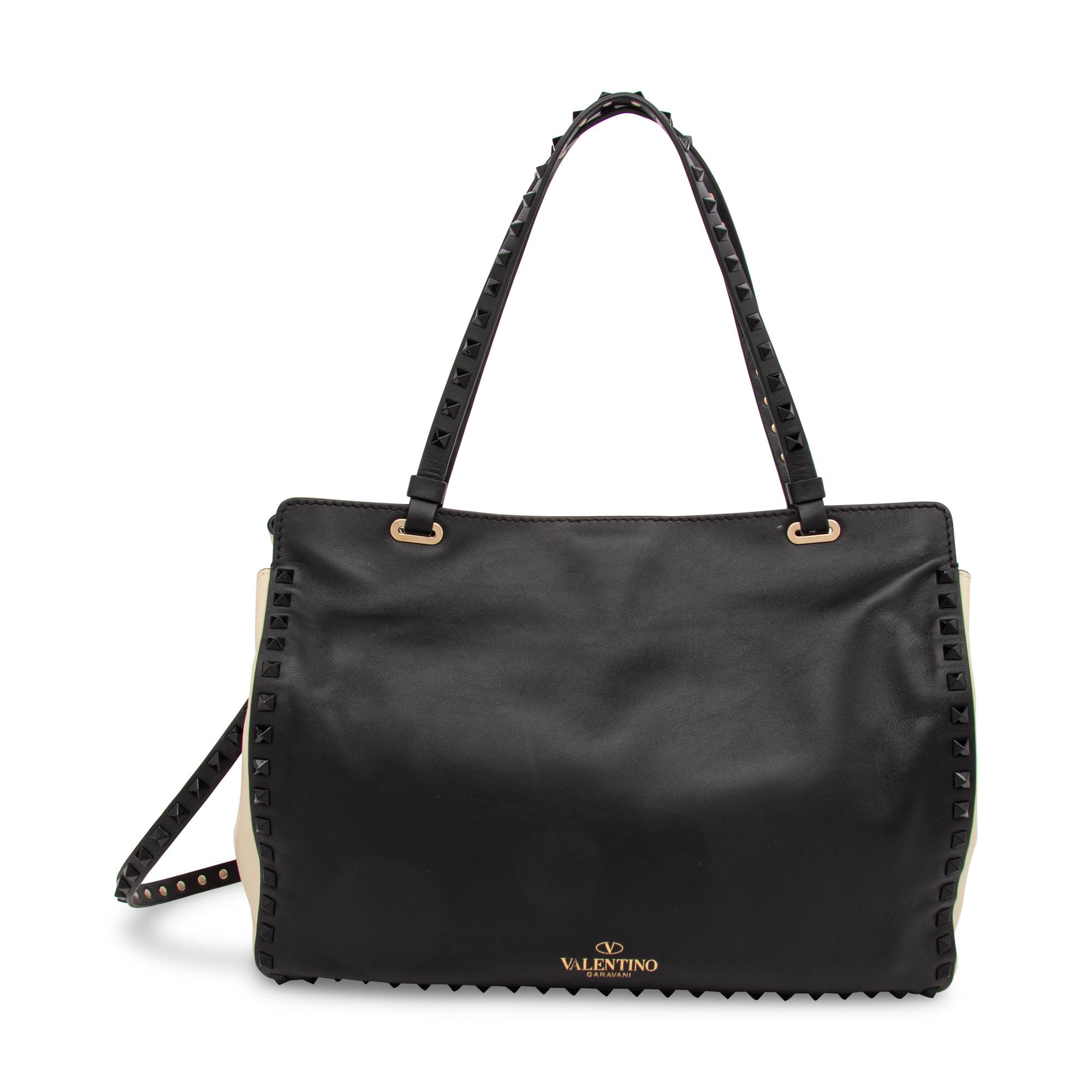 Valentino, Black & White Medium Rockstud Tote