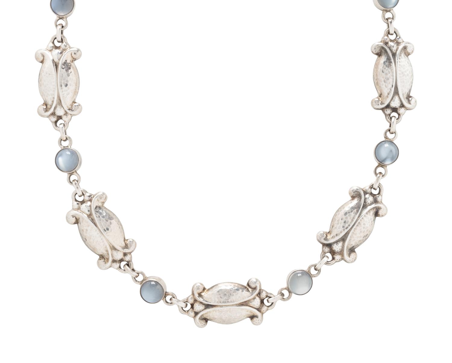 GEORG JENSEN, STERLING SILVER AND MOONSTONE NECKLACE