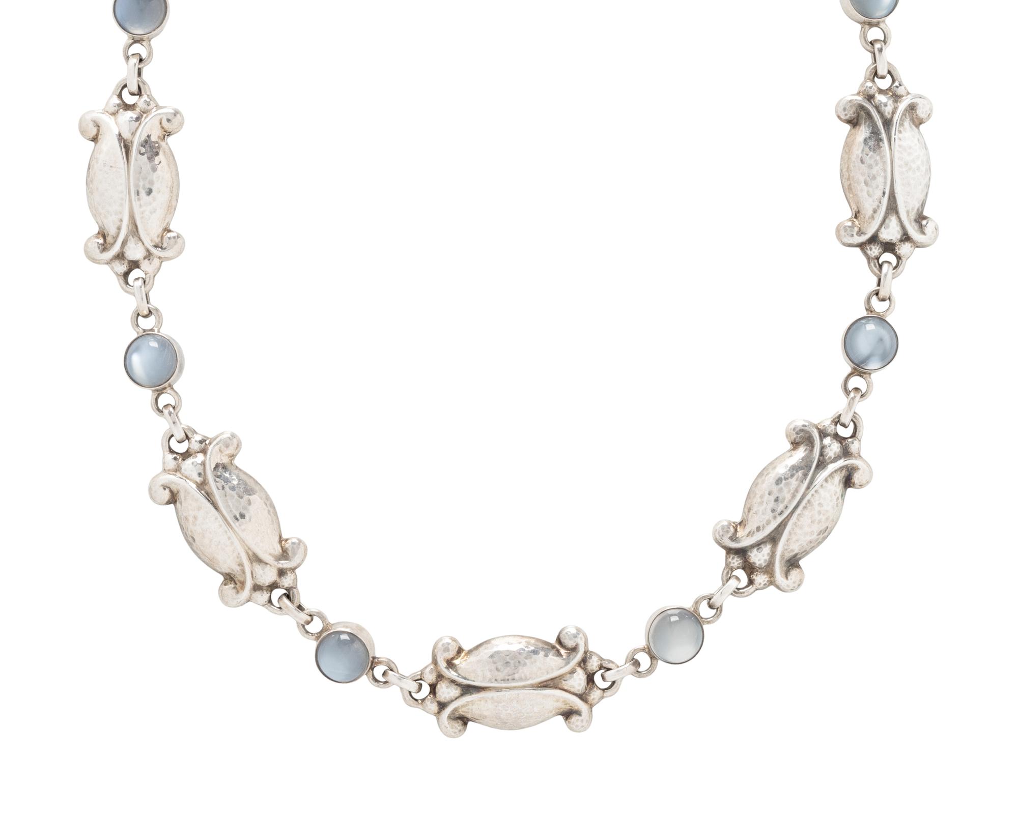 GEORG JENSEN, STERLING SILVER AND MOONSTONE NECKLACE