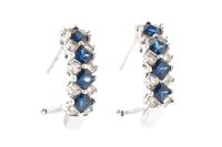 A Pair of 14 Karat White Gold, Sapphire and Diamond Earrings, 4.00 dwts.