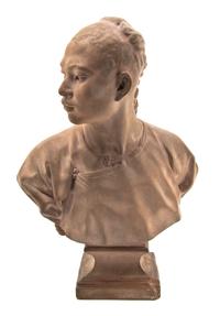 A French Terracottta Bust, Jean-Baptiste Carpeaux (1827-1875), Height 13 1/2 inches.