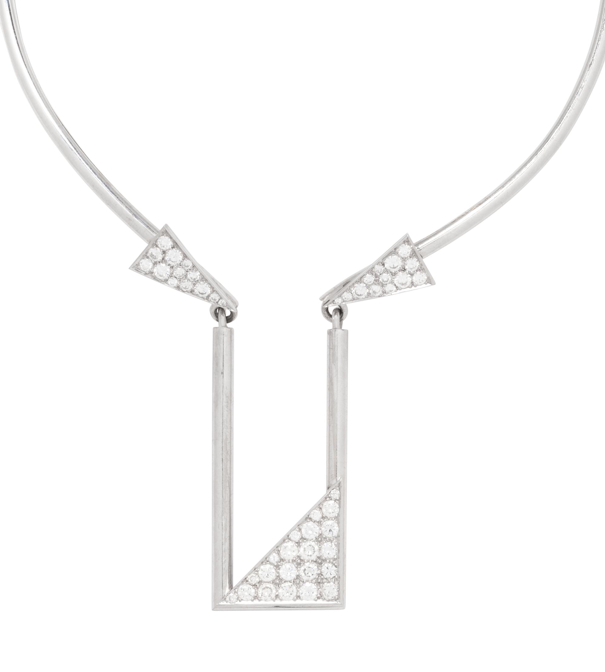 MODERNIST, WHITE GOLD AND DIAMOND COLLAR NECKLACE