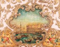 A Venetian Style Painted and Parcel Gilt Transom Panel