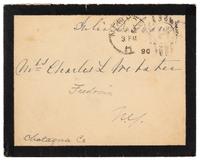 GRANT, Julia Dent (1826-1902), First Lady. Autograph free frank ("Julia D. Grant"), on black-bordered mourning cover addressed in her hand. To Mrs. Charles L. Webster, Fredonia, NY, postmarked New York, 12 March 1890.