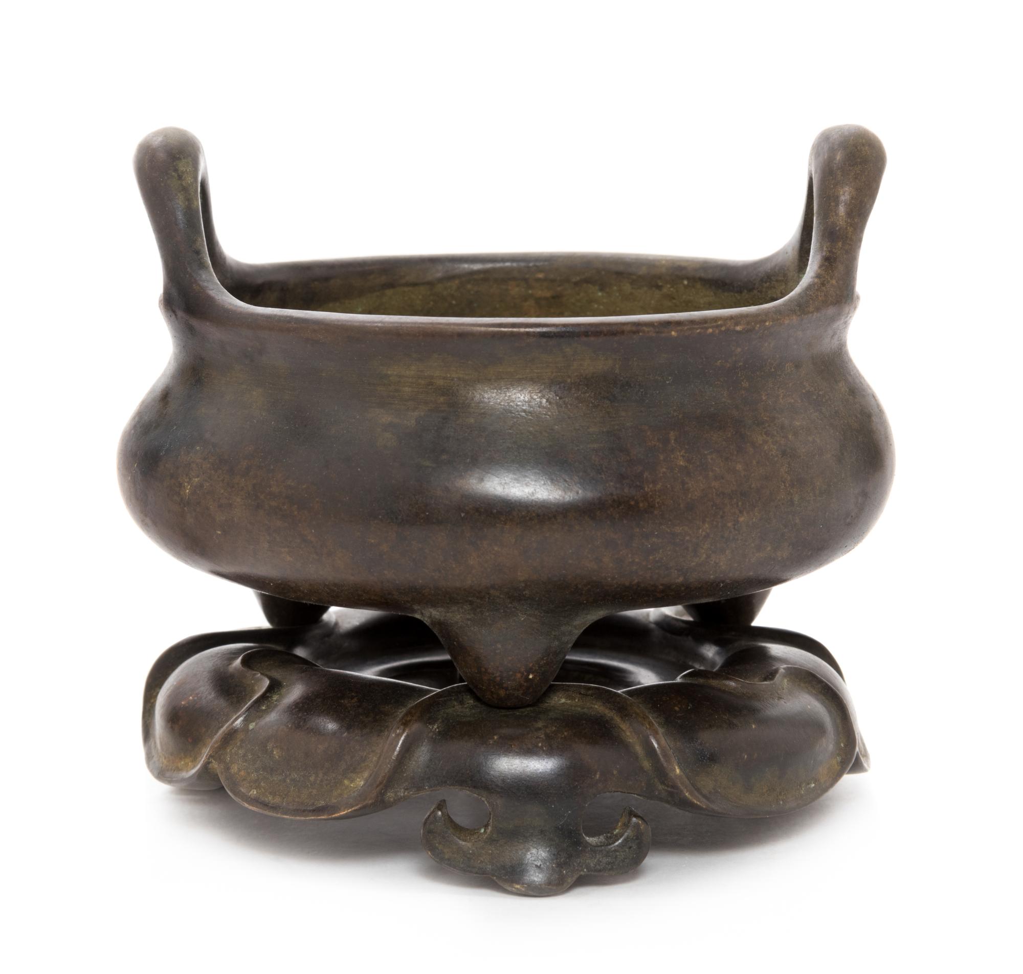 A Chinese Bronze Tripod Censer Height overall 5 5/8 inches. — 20TH CENTURY