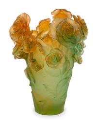 A Daum P â te de Verre Roses Vase