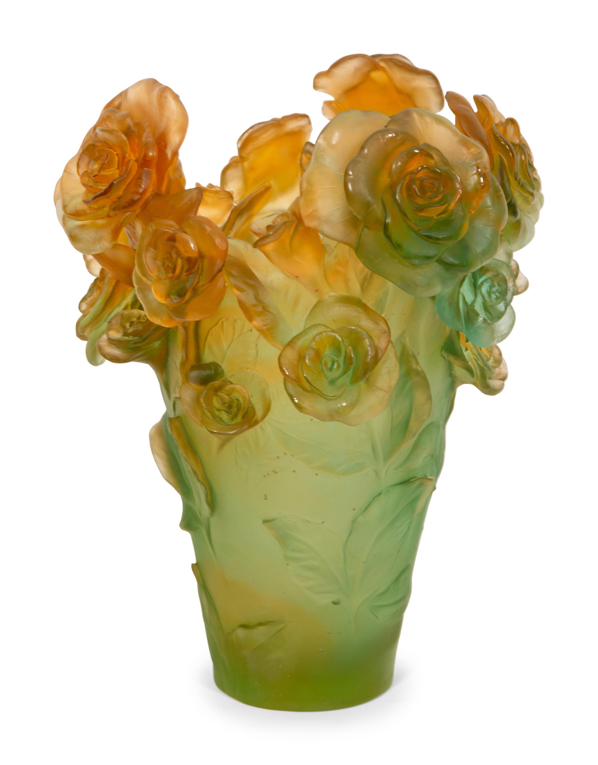 A Daum P â te de Verre Roses Vase