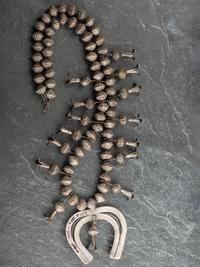 Navajo Silver Squash Blossom Necklace and Hook Earring Set