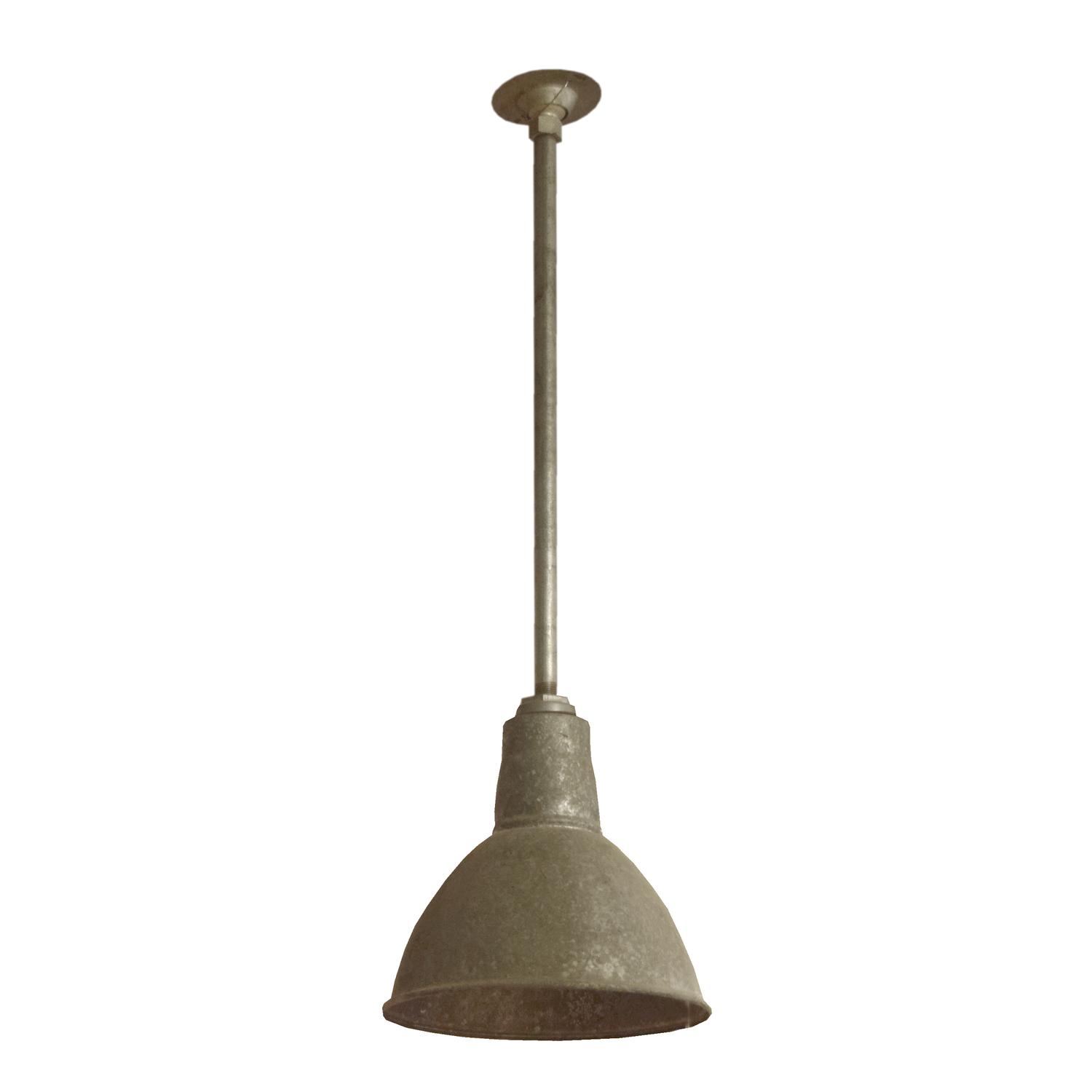 A Galvanized Steel Industrial Light Fixture 11" W x 11" D x 35 — United States, Circa 1950