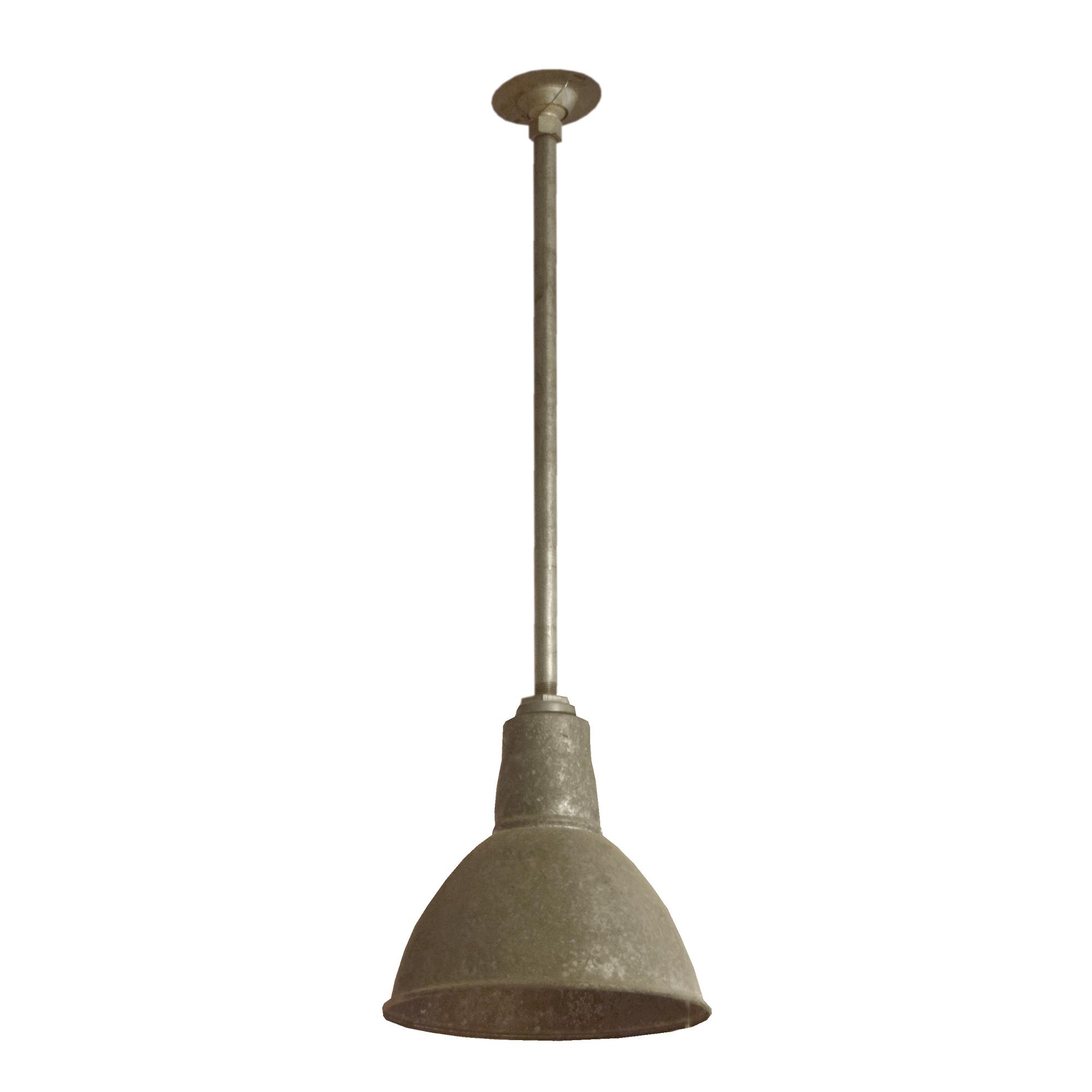 A Galvanized Steel Industrial Light Fixture 11" W x 11" D x 35 — United States, Circa 1950