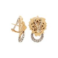 BICOLOR GOLD AND DIAMOND LION DOOR KNOCKER EARRINGS