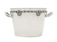 A Mexican Silver Ice Bucket, Sanborns, Mexico City, 20th Century, the tapering body with twin handles and a repousee band of rosettes.