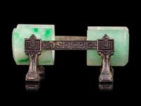 An Apple Green Jadeite Mounted Cigar Holder
