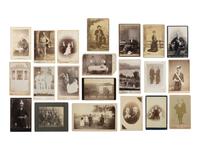[EARLY PHOTO] 125 CDVs and cabinet cards of varying subjects, incl. military and occupational views
