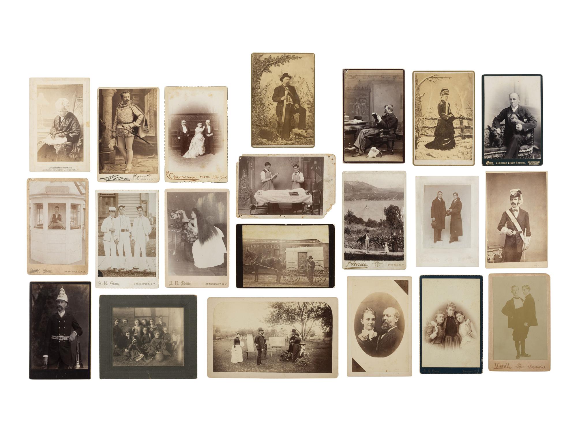 [EARLY PHOTO] 125 CDVs and cabinet cards of varying subjects, incl. military and occupational views