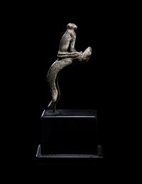A Roman Bronze Handle with a Seated Cat