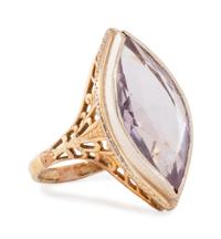 A Bicolor Gold and Amethyst Ring,