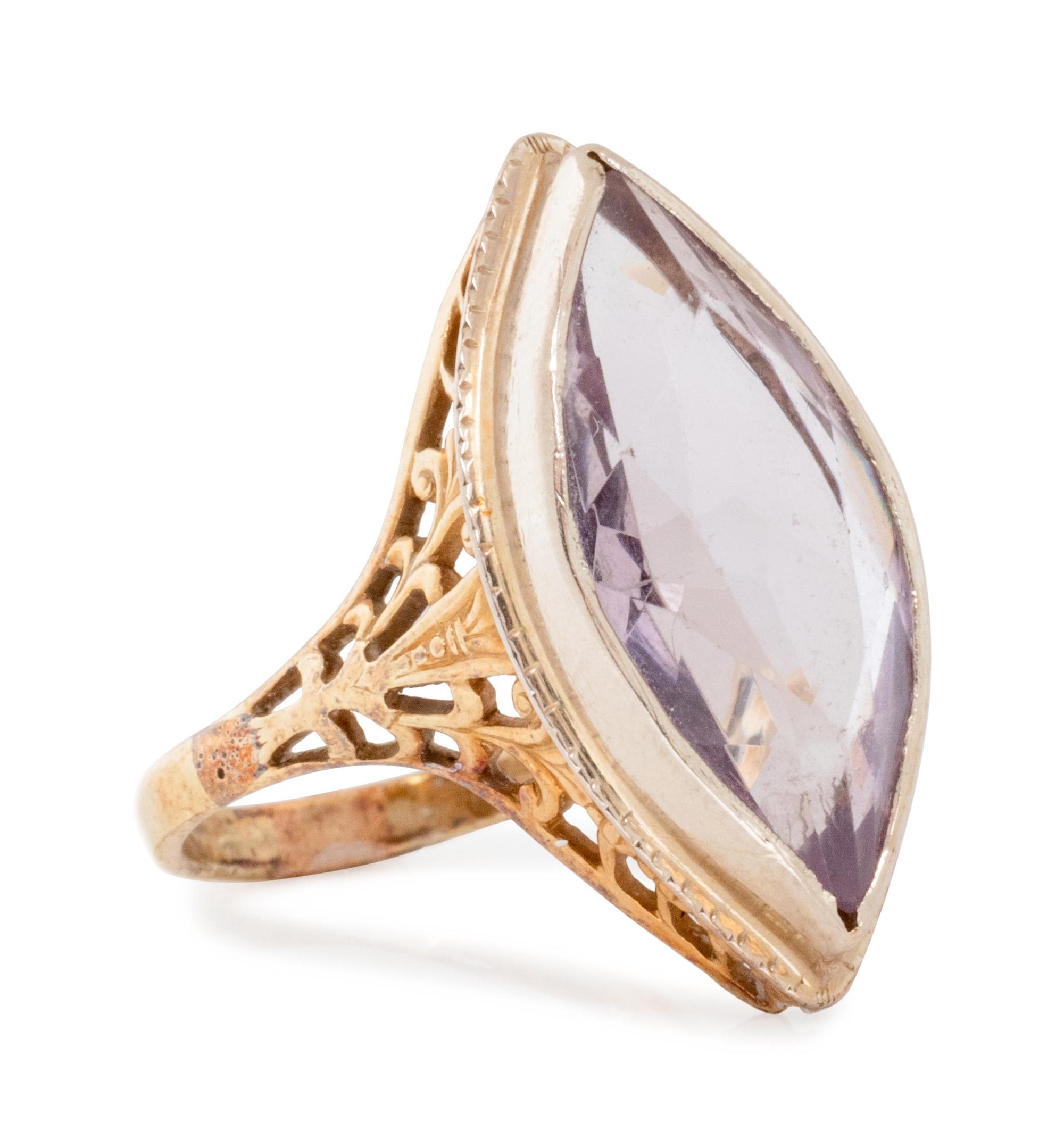 A Bicolor Gold and Amethyst Ring,