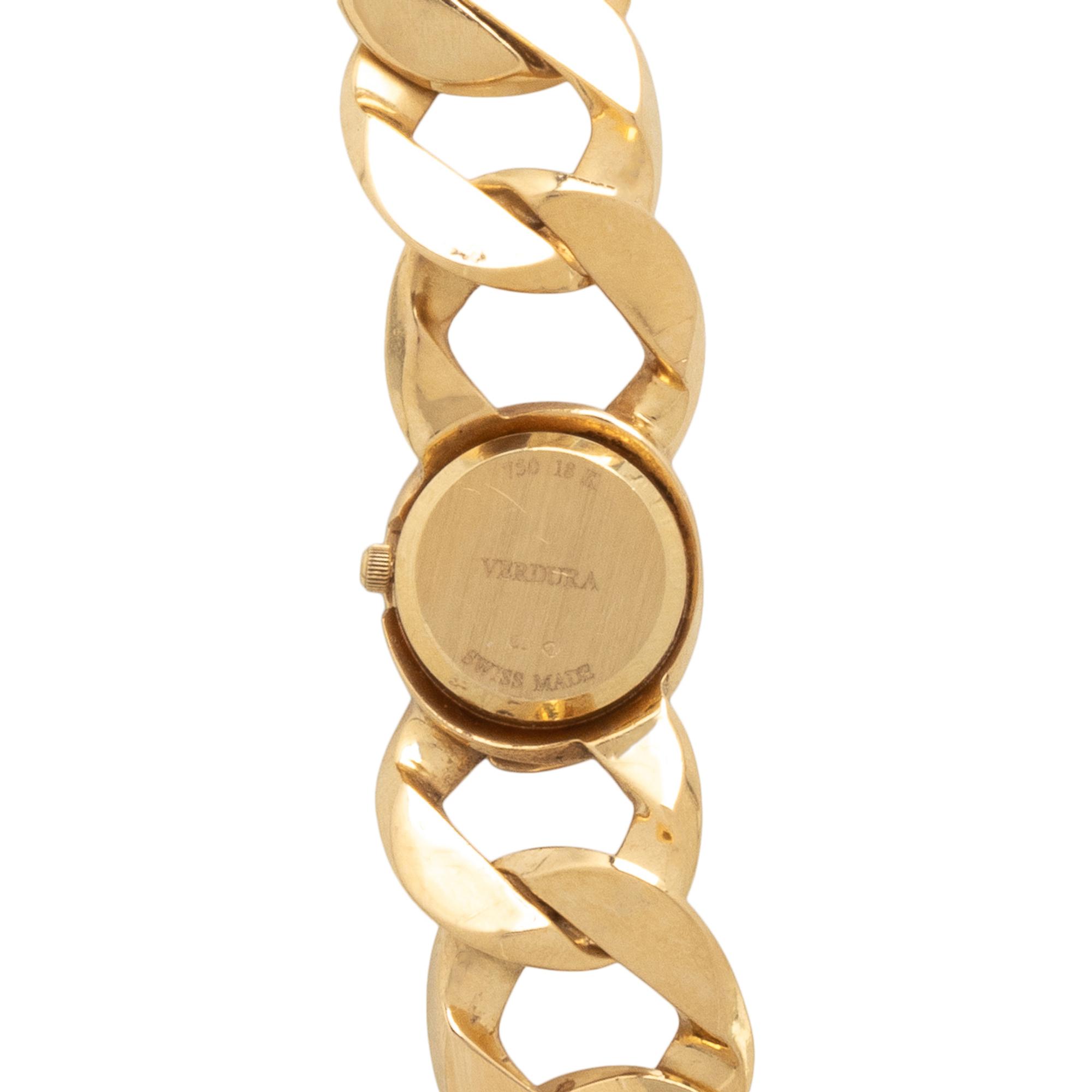 VERDURA, YELLOW GOLD CURB LINK BRACELET WATCH