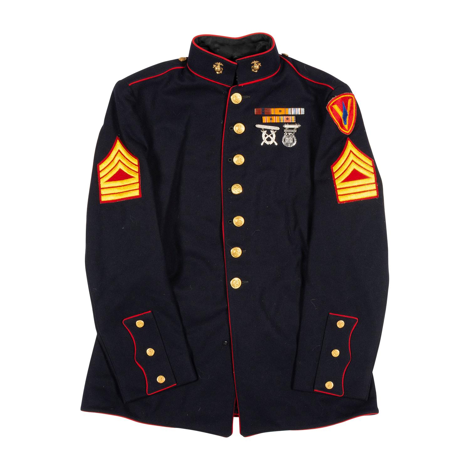 Group of WWII and post-WWII US Marine Corps Dress Blues, Including One Identified to 5th Marines Iwo Jima Veteran