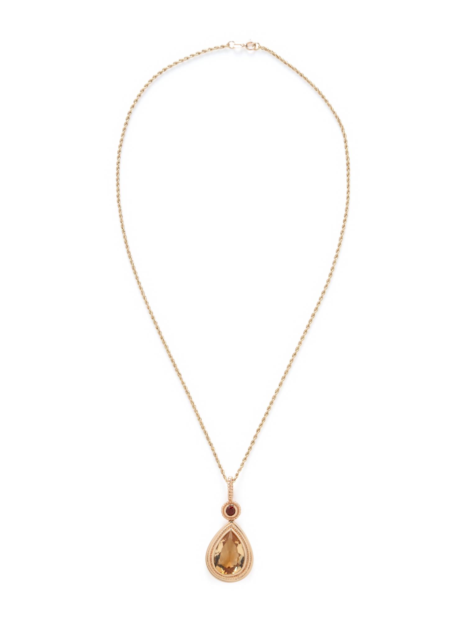 YELLOW GOLD, CITRINE AND GARNET NECKLACE