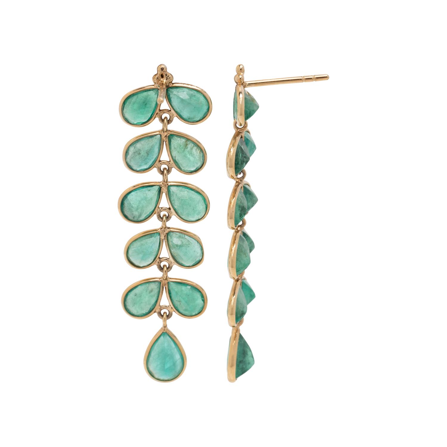 YELLOW GOLD AND EMERALD EARRINGS